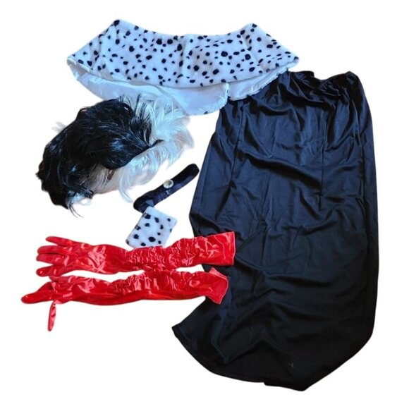 Women Smiffy's Evil Madame Cruella Deville Halloween Costume Wig Size M 10/12 - Picture 1 of 3